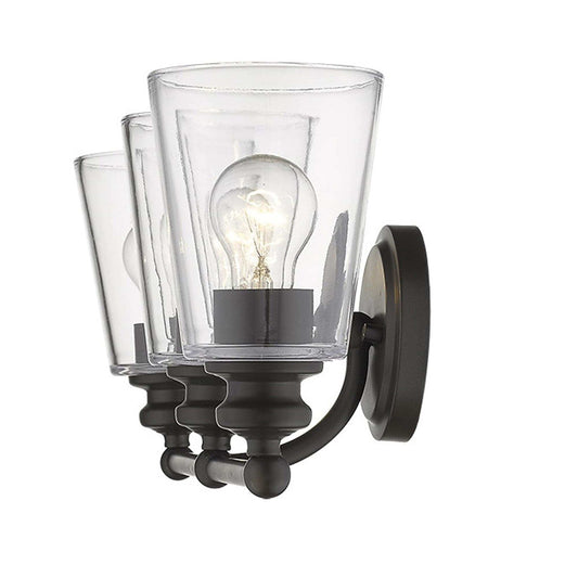 Three Light Antique Bronze Glass Shade Wall Sconce - Homeroots - Flyclothing LLC