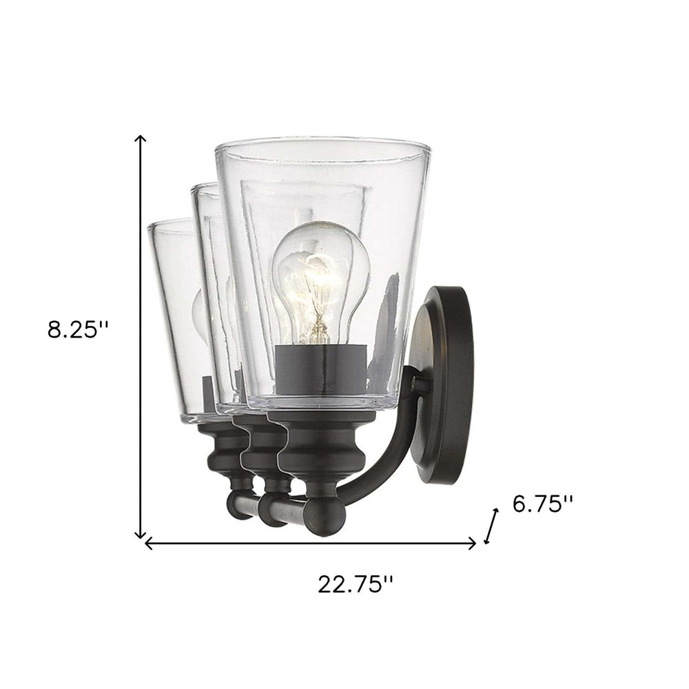 Three Light Antique Bronze Glass Shade Wall Sconce - Homeroots - Flyclothing LLC