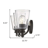 Three Light Antique Bronze Glass Shade Wall Sconce - Homeroots - Flyclothing LLC