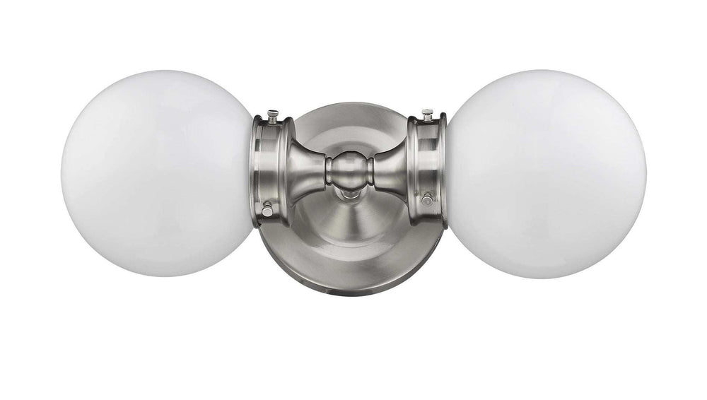 Two Light Silver Wall Sconce with Round Frosted Glass Shade - Homeroots - Flyclothing LLC
