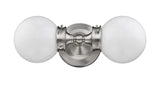 Two Light Silver Wall Sconce with Round Frosted Glass Shade - Homeroots - Flyclothing LLC