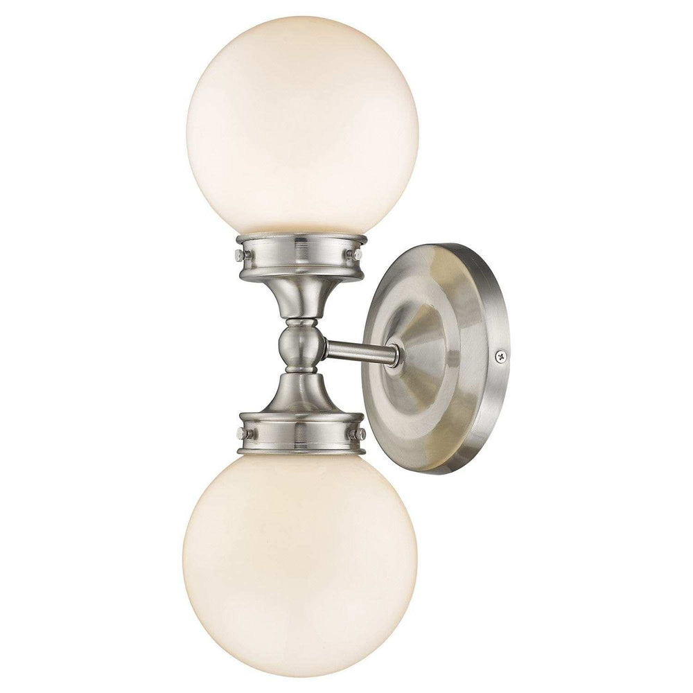 Two Light Silver Wall Sconce with Round Frosted Glass Shade - Homeroots - Flyclothing LLC