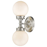 Two Light Silver Wall Sconce with Round Frosted Glass Shade - Homeroots - Flyclothing LLC