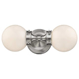 Two Light Silver Wall Sconce with Round Frosted Glass Shade - Homeroots - Flyclothing LLC