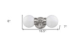 Two Light Silver Wall Sconce with Round Frosted Glass Shade - Homeroots - Flyclothing LLC