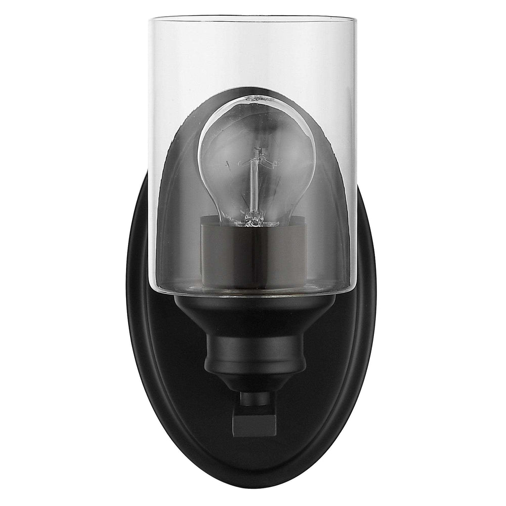 One Light Matte Black Wall Light with Clear Glass Shade - Homeroots - Flyclothing LLC