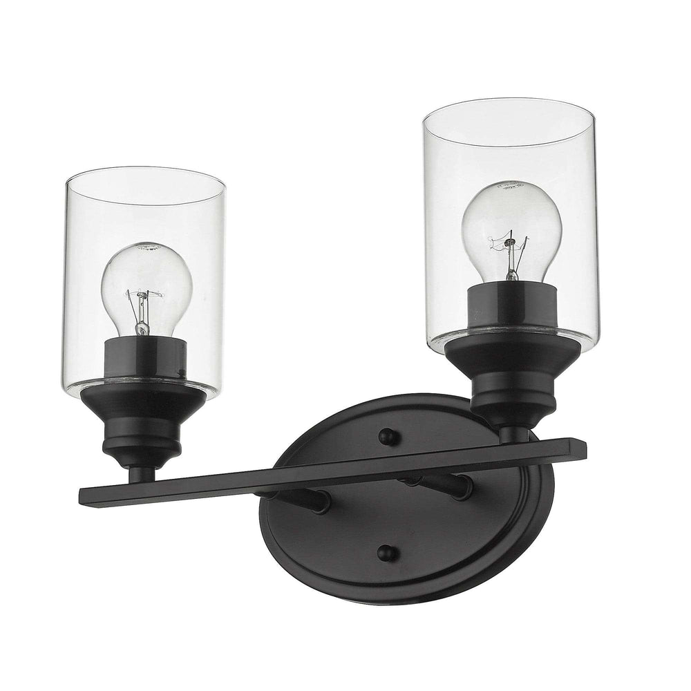 Two Light Matte Black Wall Light with Clear Glass Shade - Homeroots - Flyclothing LLC