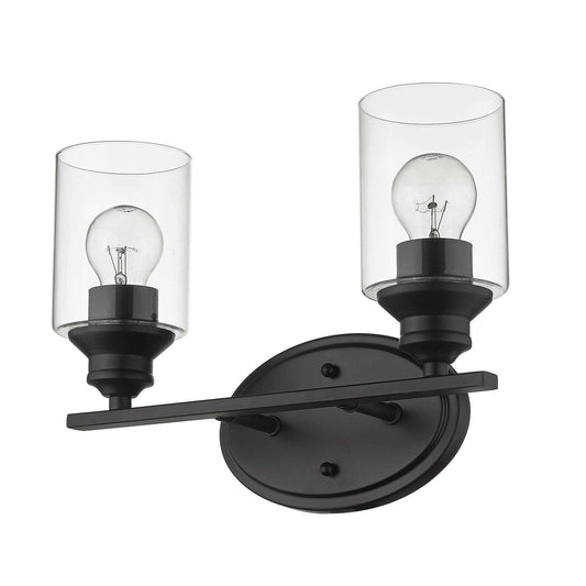 Two Light Matte Black Wall Light with Clear Glass Shade - Homeroots - Flyclothing LLC