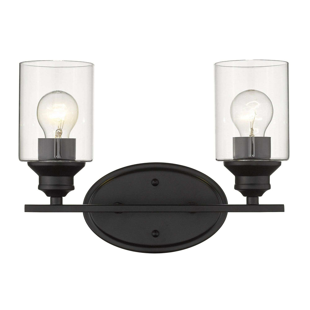 Two Light Matte Black Wall Light with Clear Glass Shade - Homeroots - Flyclothing LLC