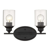 Two Light Matte Black Wall Light with Clear Glass Shade - Homeroots - Flyclothing LLC