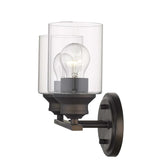Two Light Bronze Wall Light with Clear Glass Shade - Homeroots - Flyclothing LLC