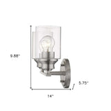 Two Light Silver Wall Light with Clear Glass Shade - Homeroots - Flyclothing LLC