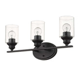 Three Light Matte Black Wall Light with Clear Glass Shade - Homeroots - Flyclothing LLC