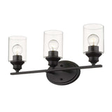Three Light Matte Black Wall Light with Clear Glass Shade - Homeroots - Flyclothing LLC