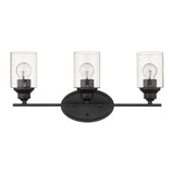 Three Light Matte Black Wall Light with Clear Glass Shade - Homeroots - Flyclothing LLC