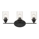Three Light Matte Black Wall Light with Clear Glass Shade - Homeroots - Flyclothing LLC