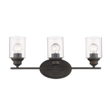 Three Light Bronze Wall Light with Clear Glass Shade - Homeroots - Flyclothing LLC