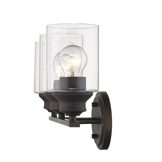 Three Light Bronze Wall Light with Clear Glass Shade - Homeroots - Flyclothing LLC