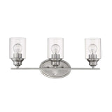 Three Light Silver Wall Light with Clear Glass Shade - Homeroots - Flyclothing LLC