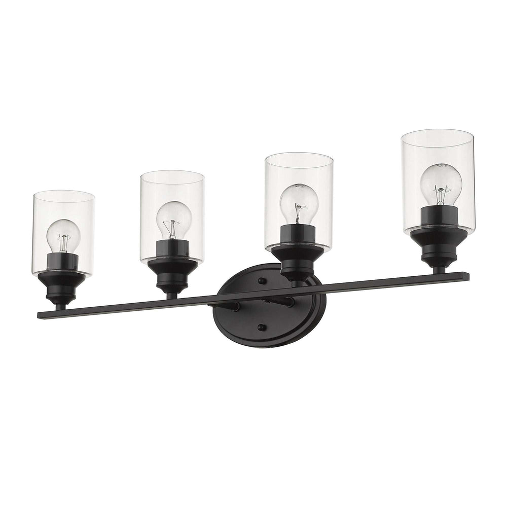 Four Light Matte Black Wall Light with Clear Glass Shade - Homeroots - Flyclothing LLC