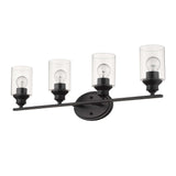 Four Light Matte Black Wall Light with Clear Glass Shade - Homeroots - Flyclothing LLC