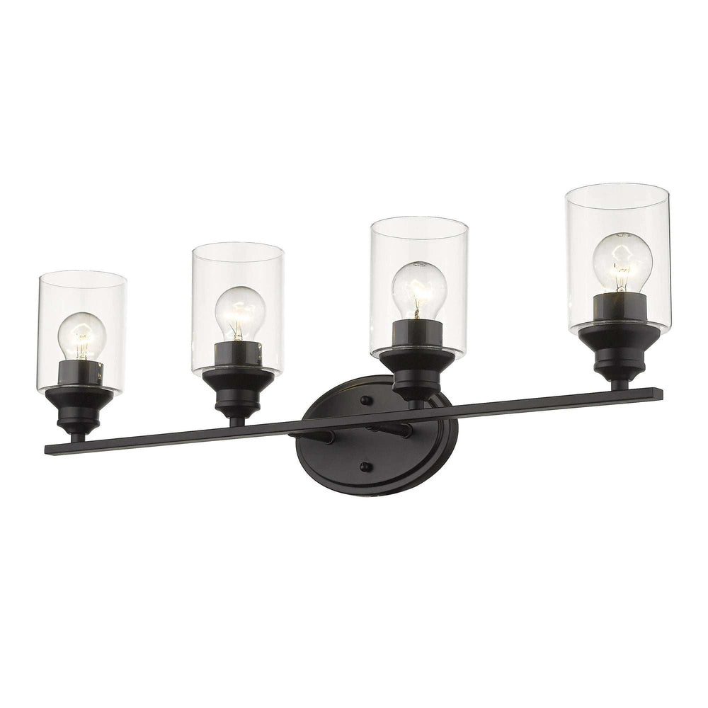 Four Light Matte Black Wall Light with Clear Glass Shade - Homeroots - Flyclothing LLC