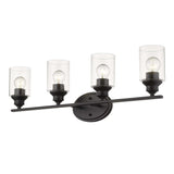 Four Light Matte Black Wall Light with Clear Glass Shade - Homeroots - Flyclothing LLC
