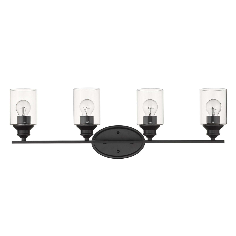 Four Light Matte Black Wall Light with Clear Glass Shade - Homeroots - Flyclothing LLC
