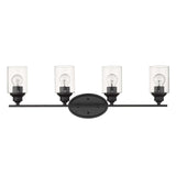 Four Light Matte Black Wall Light with Clear Glass Shade - Homeroots - Flyclothing LLC