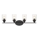 Four Light Matte Black Wall Light with Clear Glass Shade - Homeroots - Flyclothing LLC