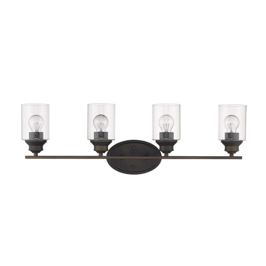 Four Light Bronze Wall Light with Clear Glass Shade - Homeroots - Flyclothing LLC