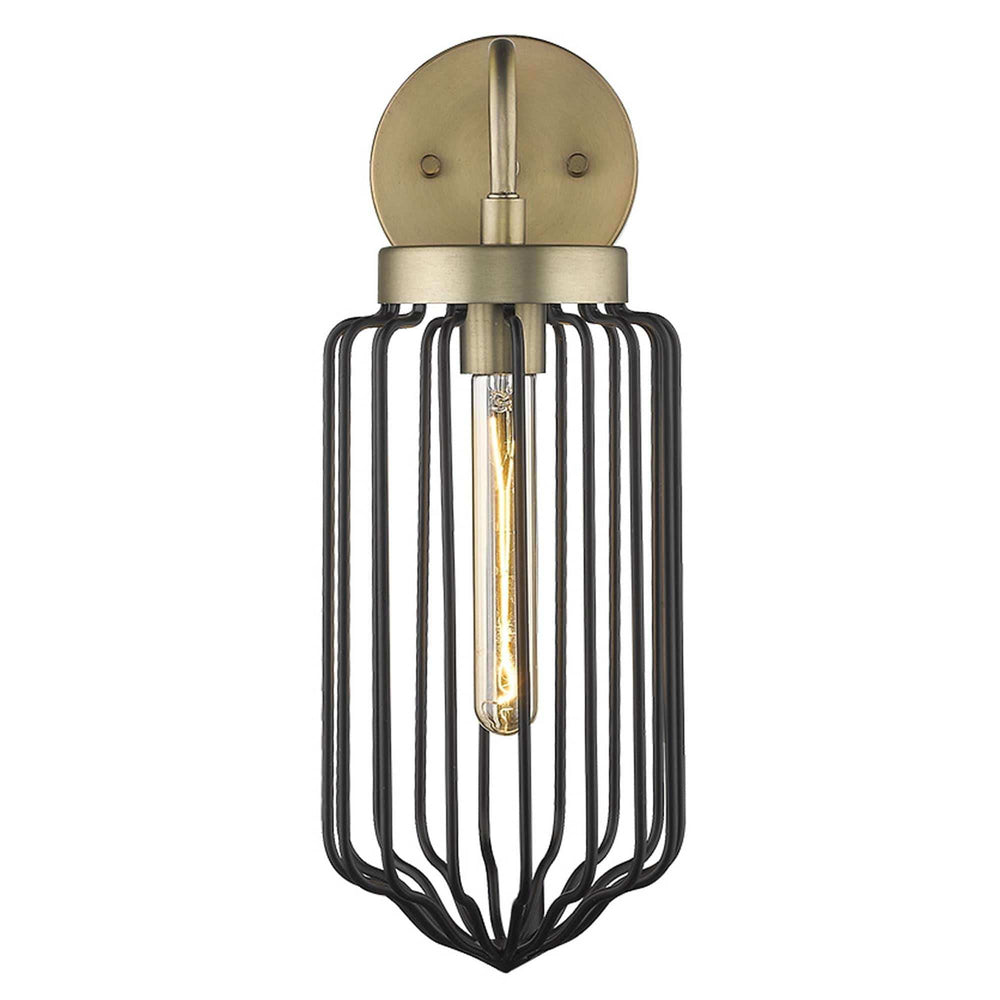 Gold and Black Metal Cage Wall Sconce - Homeroots - Flyclothing LLC