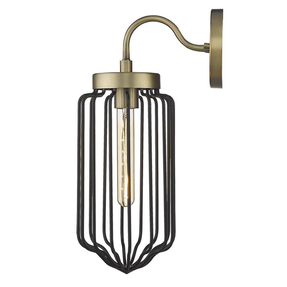Gold and Black Metal Cage Wall Sconce - Homeroots - Flyclothing LLC