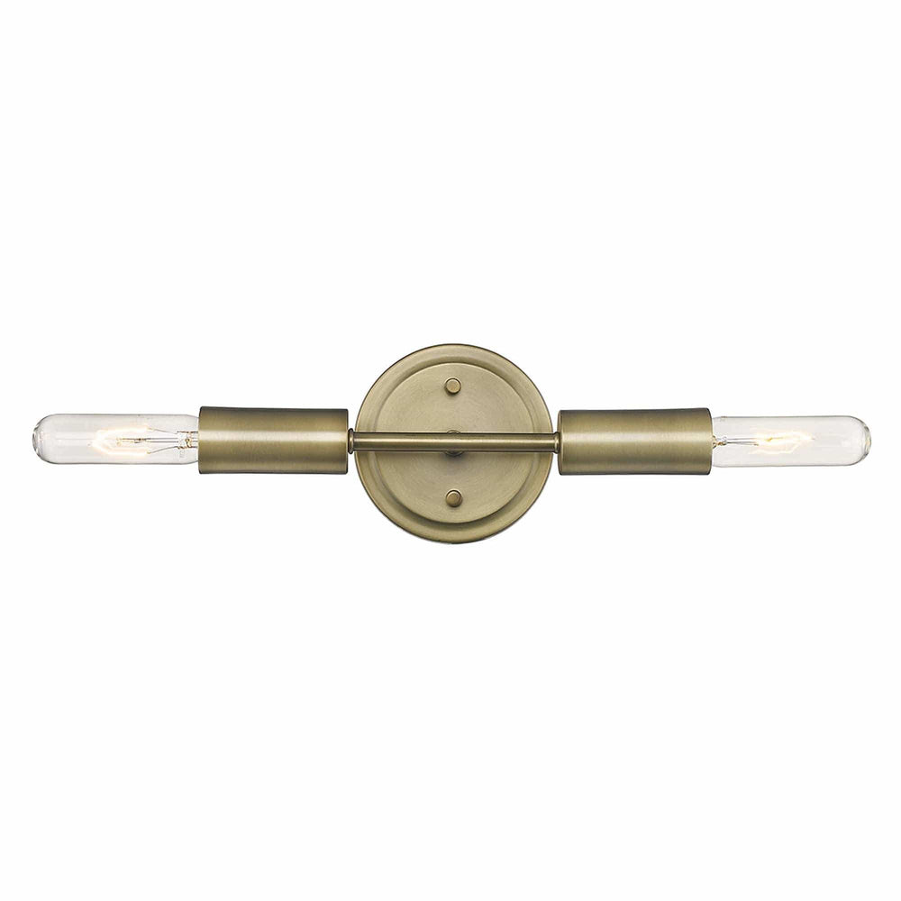 Two Light Dull Gold Narrow Bulb Wall Light - Homeroots - Flyclothing LLC