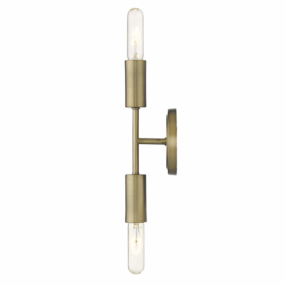 Two Light Dull Gold Narrow Bulb Wall Light - Homeroots - Flyclothing LLC