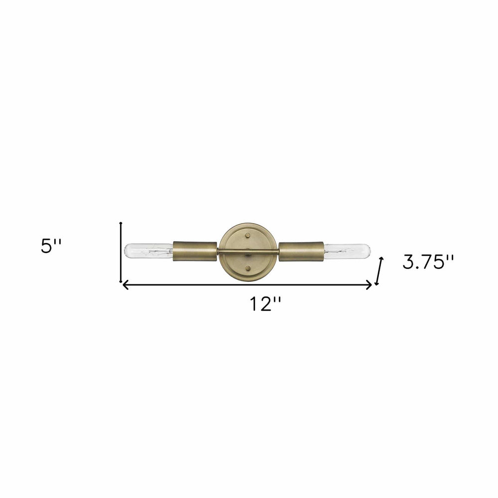 Two Light Dull Gold Narrow Bulb Wall Light - Homeroots - Flyclothing LLC