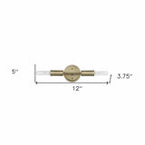Two Light Dull Gold Narrow Bulb Wall Light - Homeroots - Flyclothing LLC