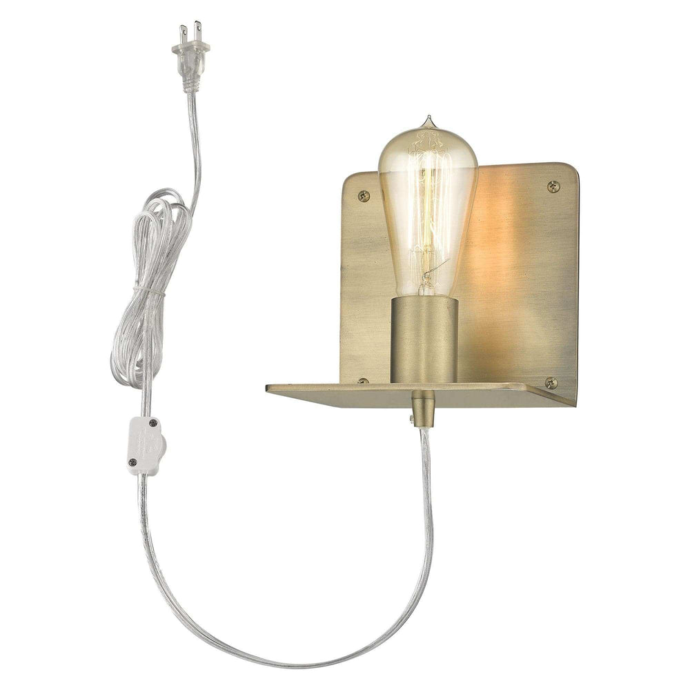 Petite Dull Gold Shelf Wall Light - Homeroots - Flyclothing LLC