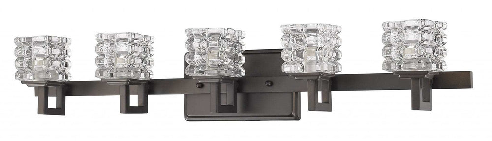 Coralie 5-Light Oil-Rubbed Bronze Sconce With Pressed Crystal Shades - Homeroots - Flyclothing LLC