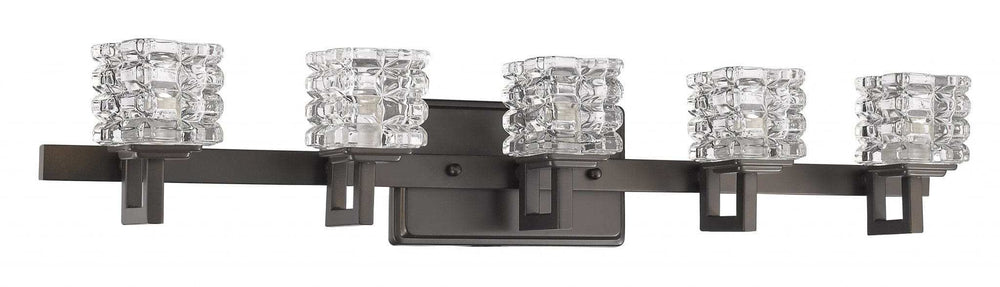 Coralie 5-Light Oil-Rubbed Bronze Sconce With Pressed Crystal Shades - Homeroots - Flyclothing LLC