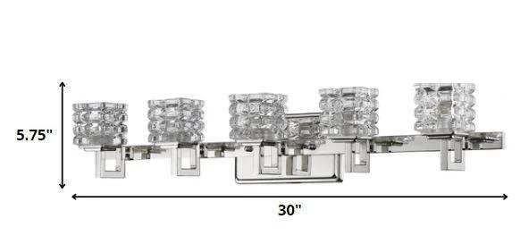 Coralie 5-Light Polished Nickel Sconce With Pressed Crystal Shades - Homeroots - Flyclothing LLC