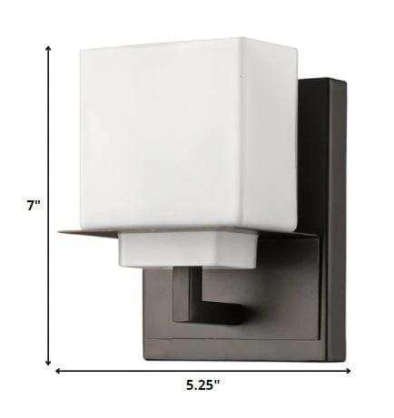 One Light Bronze White Glass Wall Sconce - Homeroots - Flyclothing LLC