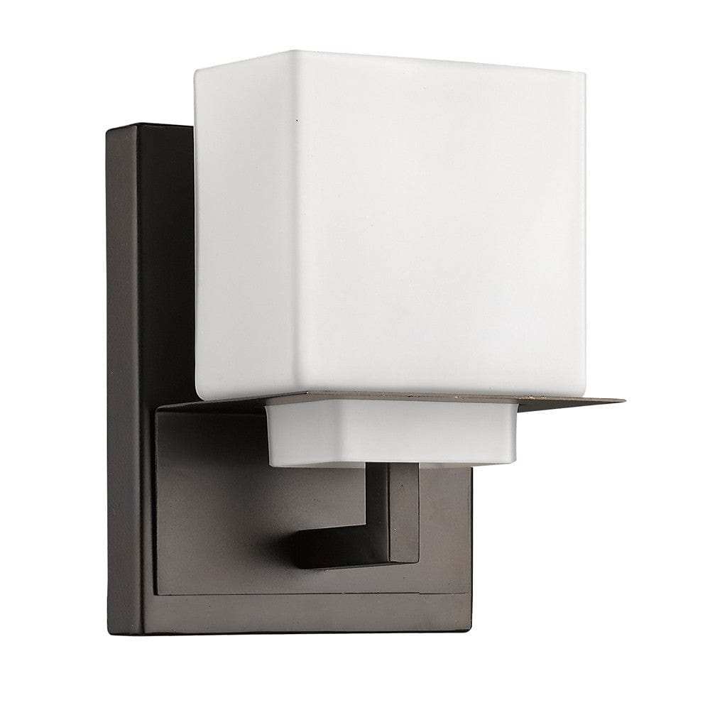 One Light Bronze White Glass Wall Sconce - Homeroots - Flyclothing LLC