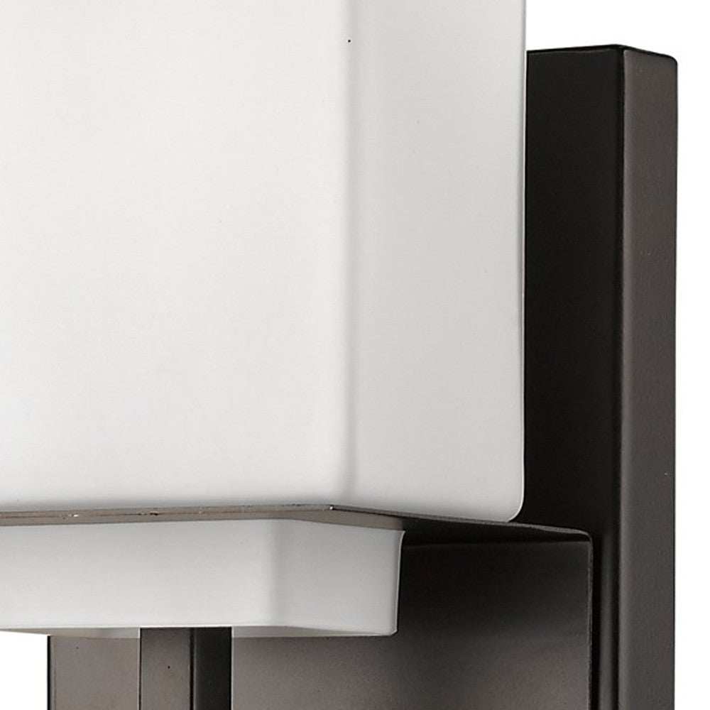 One Light Bronze White Glass Wall Sconce - Homeroots - Flyclothing LLC