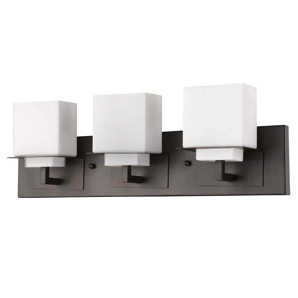 Rampart 3-Light Oil-Rubbed Bronze Vanity Light With Etched Glass Shades - Homeroots - Flyclothing LLC