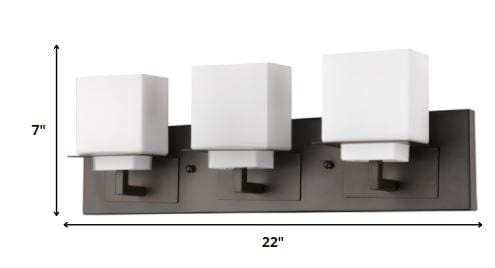 Rampart 3-Light Oil-Rubbed Bronze Vanity Light With Etched Glass Shades - Homeroots - Flyclothing LLC