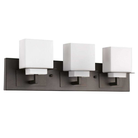 Rampart 3-Light Oil-Rubbed Bronze Vanity Light With Etched Glass Shades - Homeroots - Flyclothing LLC