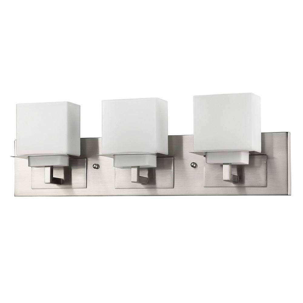 Rampart 3-Light Satin Nickel Vanity Light With Etched Glass Shades - Homeroots - Flyclothing LLC