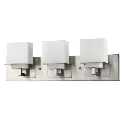 Rampart 3-Light Satin Nickel Vanity Light With Etched Glass Shades - Homeroots - Flyclothing LLC