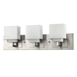 Rampart 3-Light Satin Nickel Vanity Light With Etched Glass Shades - Homeroots - Flyclothing LLC